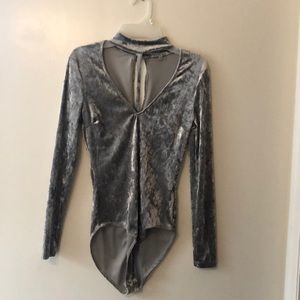 Silver long sleeve body suit